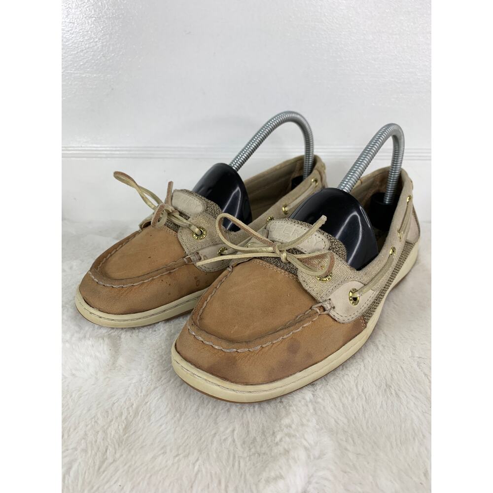 Sperry Top Sider Angelfish Gold Sparkle Boat Shoes Women’s Size 8